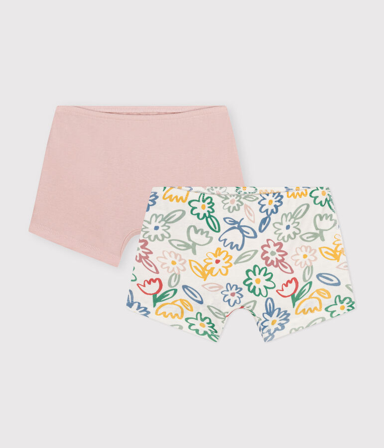 Lot de 2 shorties fleur en coton enfant multicouleur