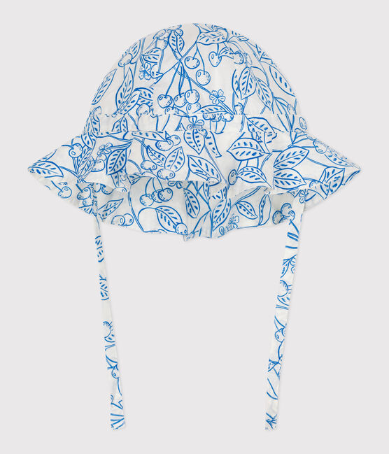 Capeline bébé fille en popeline imprimé bleu MARSHMALLOW/ PORCELANA