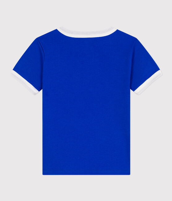 Jongens-T-shirt met print van katoen blauw PERSE/wit MARSHMALLOW