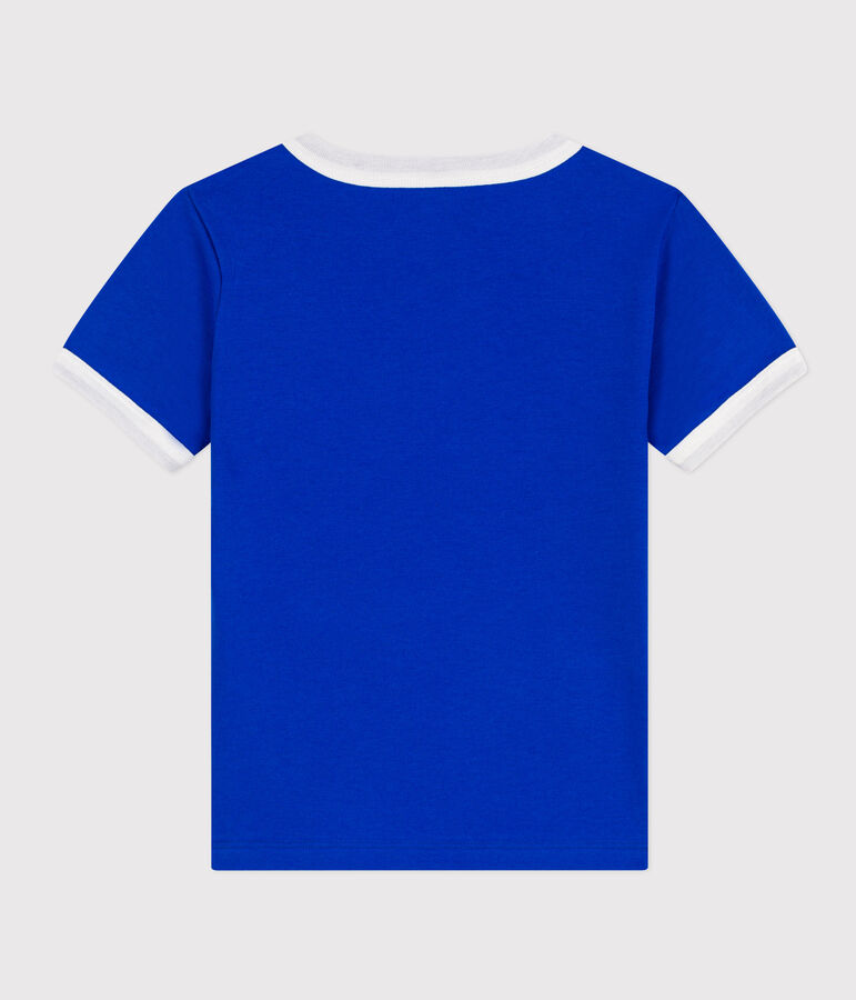 Jongens-T-shirt met print van katoen blauw/wit