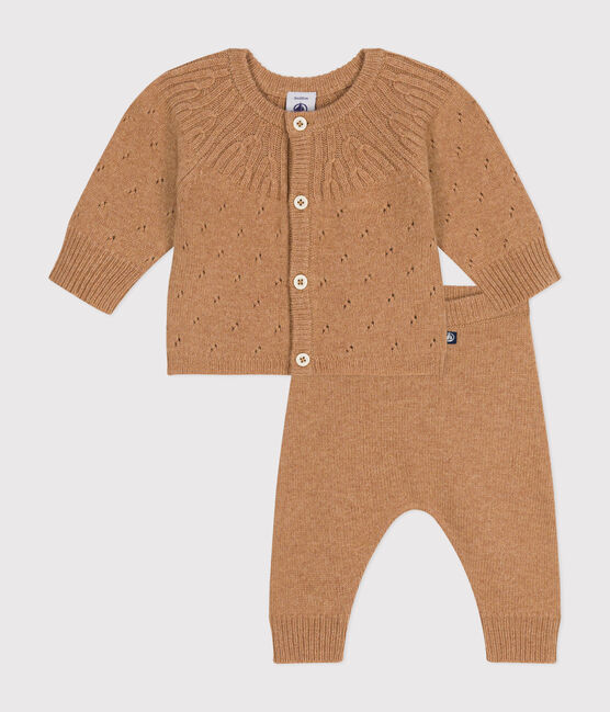 Ensemble 2 pièces en tricot bébé marron CUIVRE