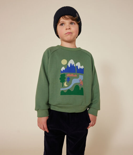 Sweatshirt in fleece voor jongens groen PALMERAIE
