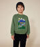 Sweatshirt in fleece voor jongens groen PALMERAIE