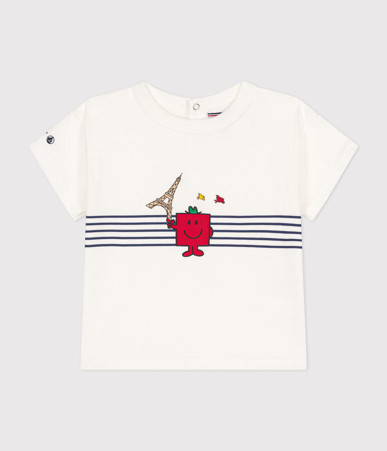 Katoenen T-shirt met Monsieur Madame-motief voor baby's wit