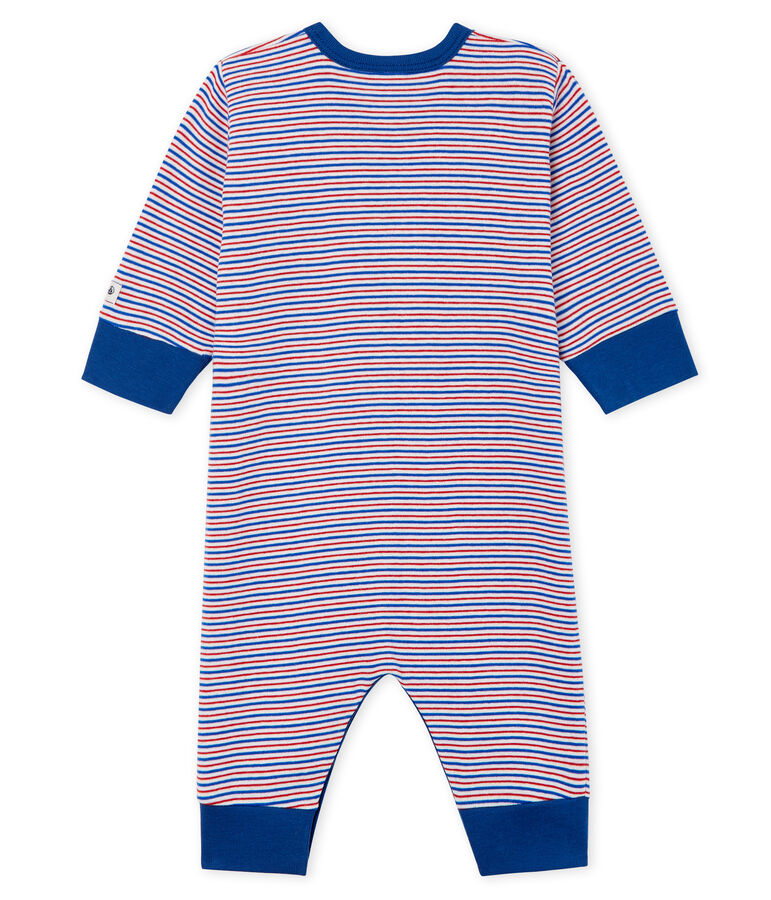 Pyjama zonder voetjes voor babyjongens in ribstof wit/multicouleur