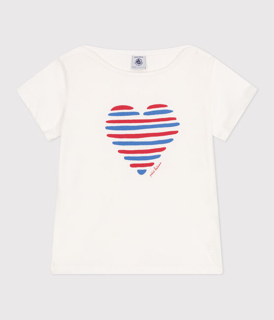 Teeshirt enfant en coton manches courtes cœur blanc MARSHMALLOW