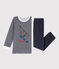 Fluwelen pyjama voor kleine meisjes en jongens blauw SMOKING/wit MARSHMALLOW