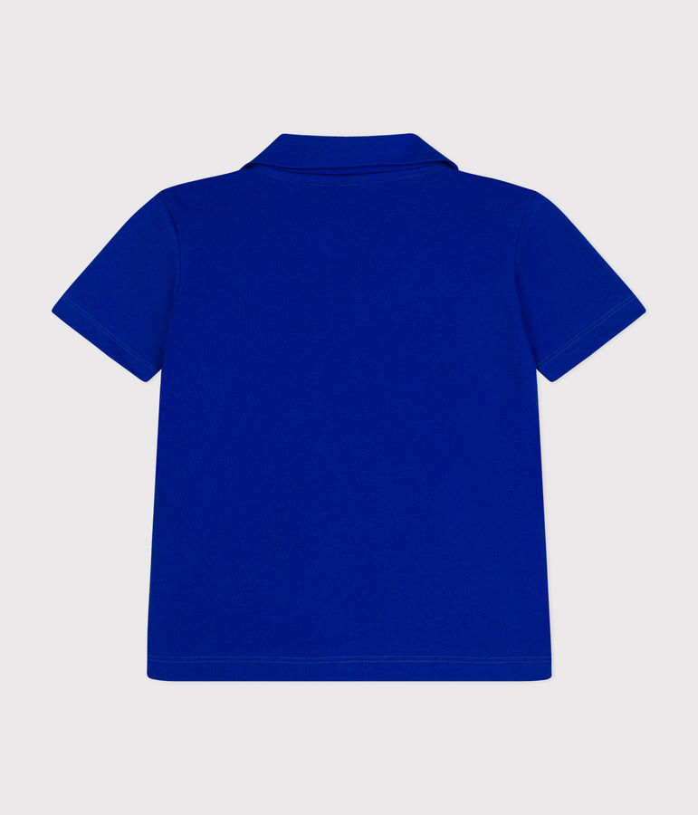 Katoenen polo met korte mouwen voor jongens blauw