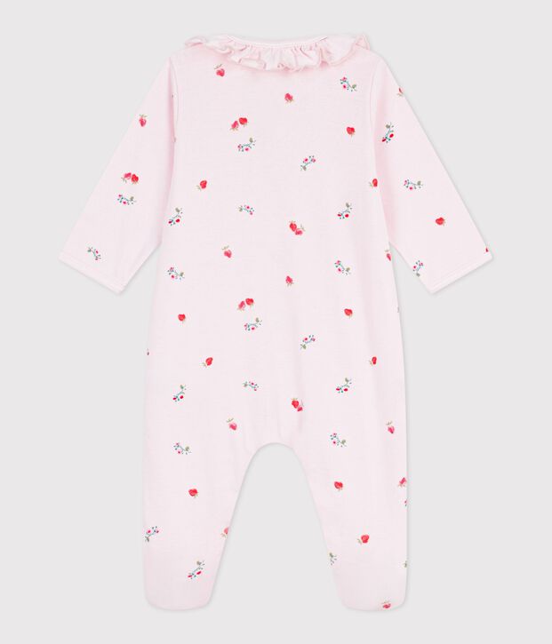 Katoenen babypyjama met bloemenprint roze/multicouleur