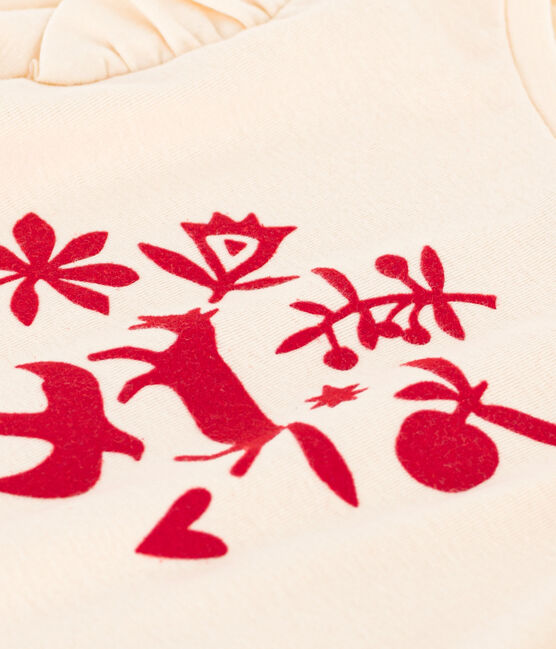 Tee-shirt manches longues en coton enfant fille écru AVALANCHE