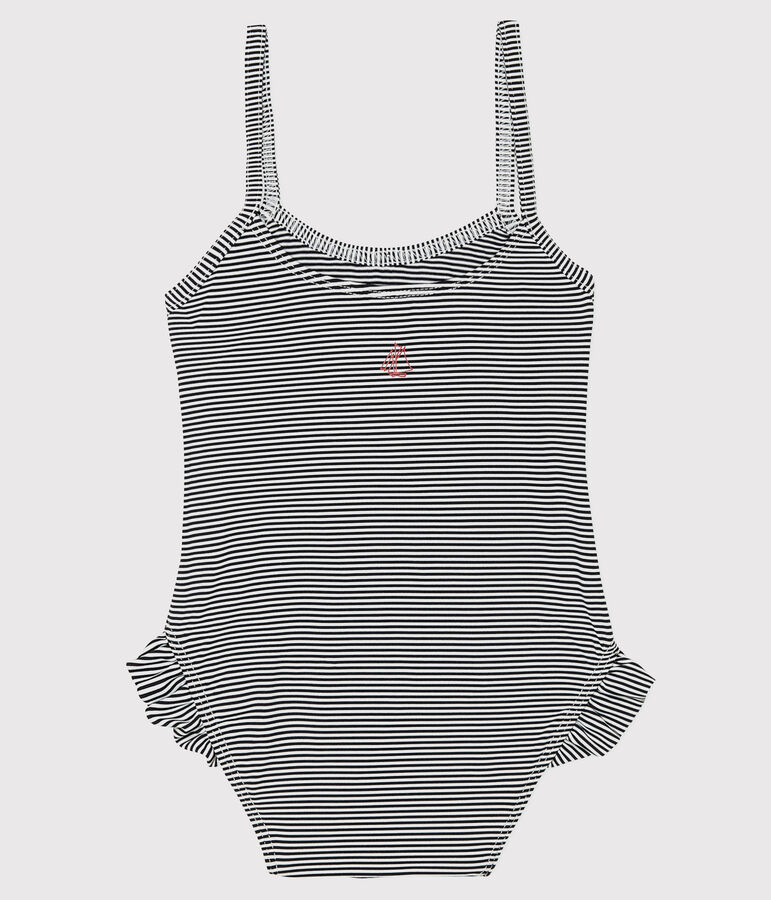 Maillot de bain UPF 50+ b&eacute;b&eacute; bleu ABYSSE/blanc LAIT