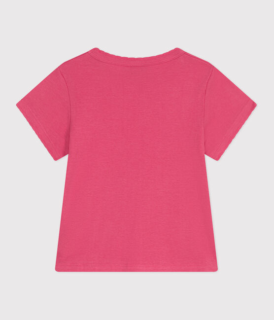 Effen katoenen T-shirt met korte mouwen voor kinderen roze PEONIA