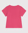 Effen katoenen T-shirt met korte mouwen voor kinderen roze PEONIA
