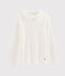 T-shirt fille à col claudine blanc MARSHMALLOW