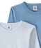Set van 2 effen jongens-T-shirts met lange mouwen wit LOT