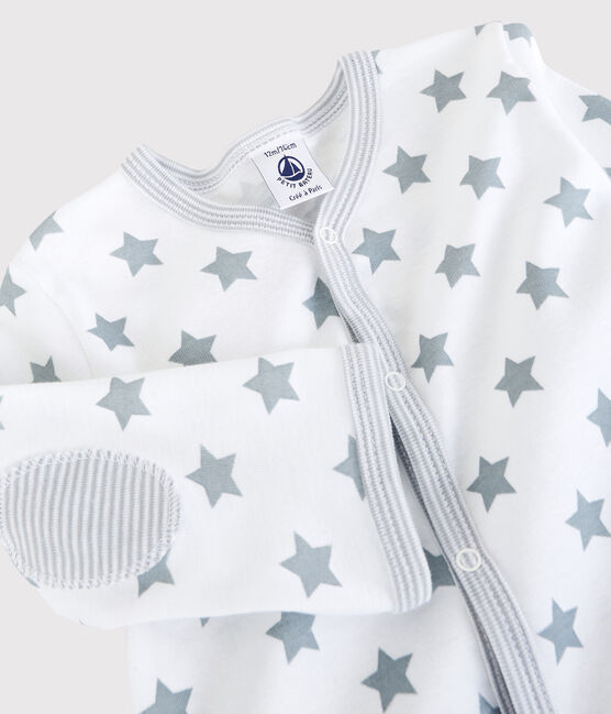 Katoenen babypyjama met grijze sterretjes voor baby's wit ECUME/grijs MISTIGRI