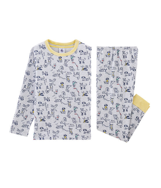 Pyjama petit garçon en côte gris BELUGA/blanc MULTICO