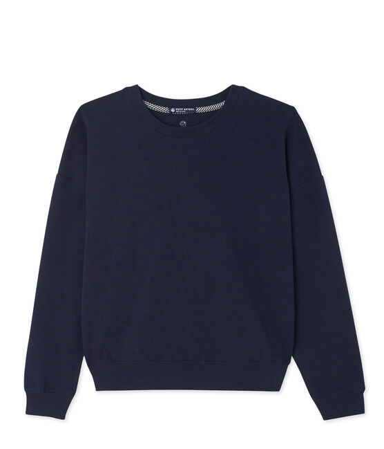 Damessweater in stretchkatoen blauw SMOKING