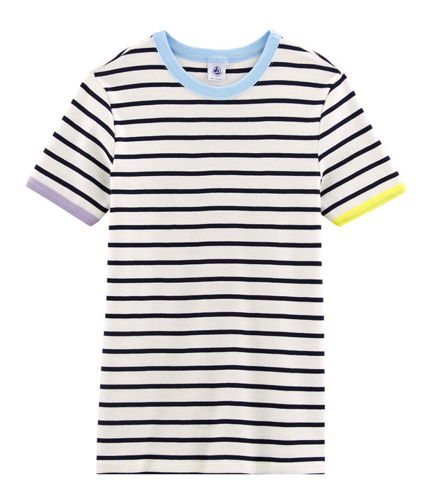 Tee shirt iconique femme blanc/bleu