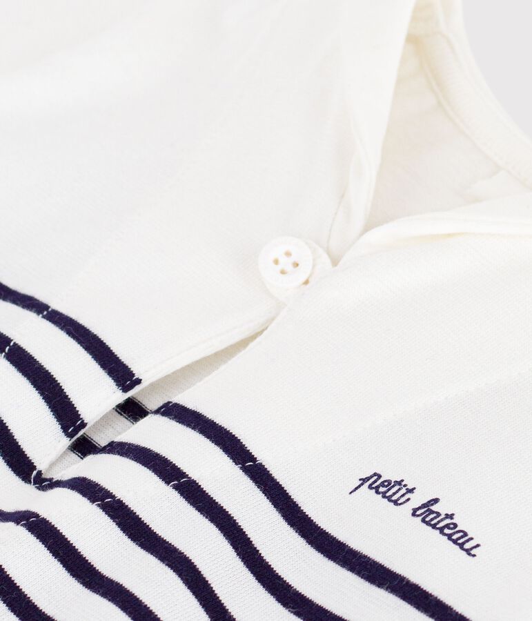 Kort babypakje van gestreept katoen met matrozenkraag blauw/blauw