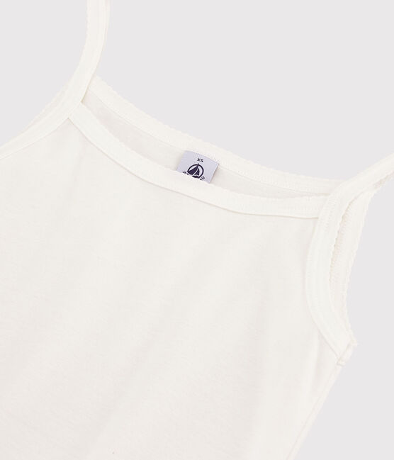 Iconisch katoenen Damesshirt met spaghettibandjes wit MARSHMALLOW