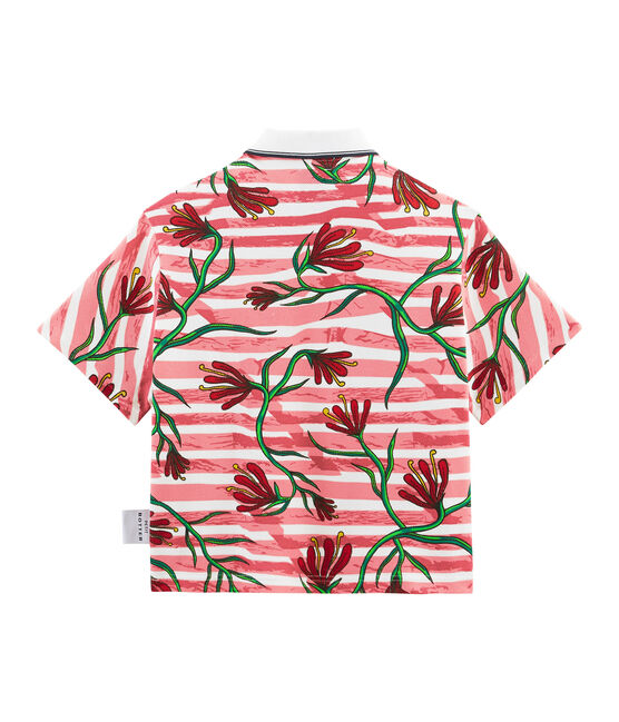 Oversized polo van gestikte Jersey met korte exclusief motief gemaakt door de winnaars van het Hyères-festival. wit MARSHMALLOW/wit MULTICO