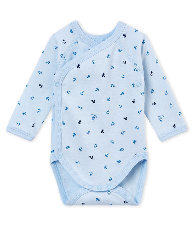 Eerste body met lange mouwen voor babyjongens blauw/blauw