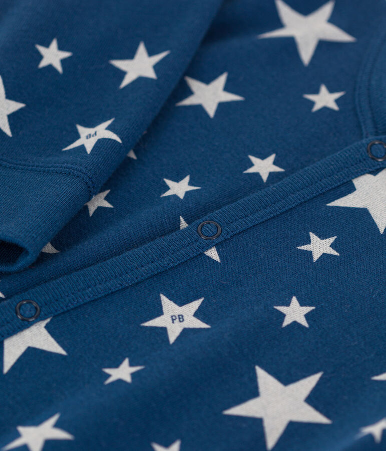 Katoenen babypyjama zonder voetjes blauw/wit