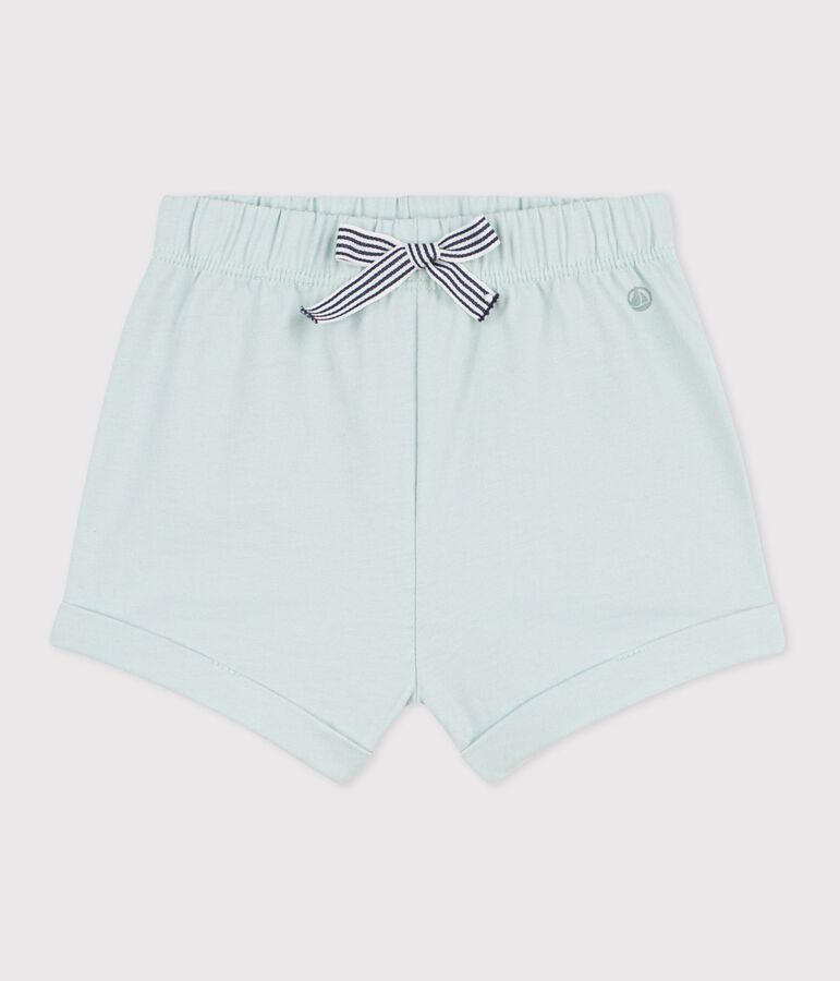 Effen katoenen short voor baby's blauw