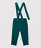 Broek met schouderbandjes van molton baby. groen PINEDE