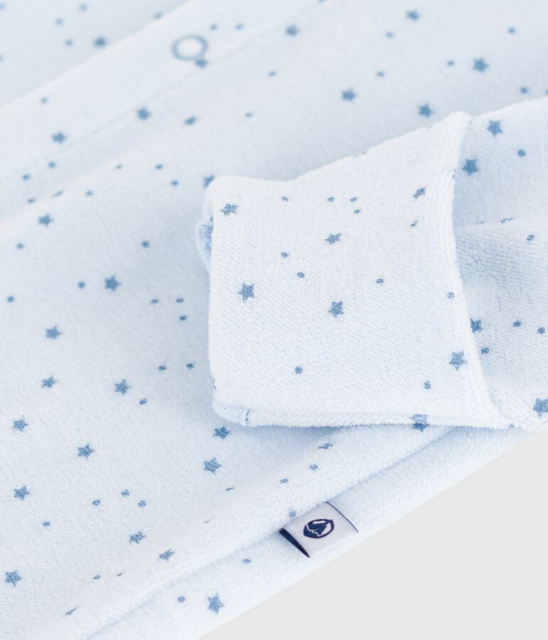 Fluwelen babypyjama met kraag en print blauw/blauw