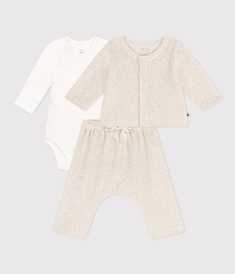 Setje van velours en rompertje voor baby's beige