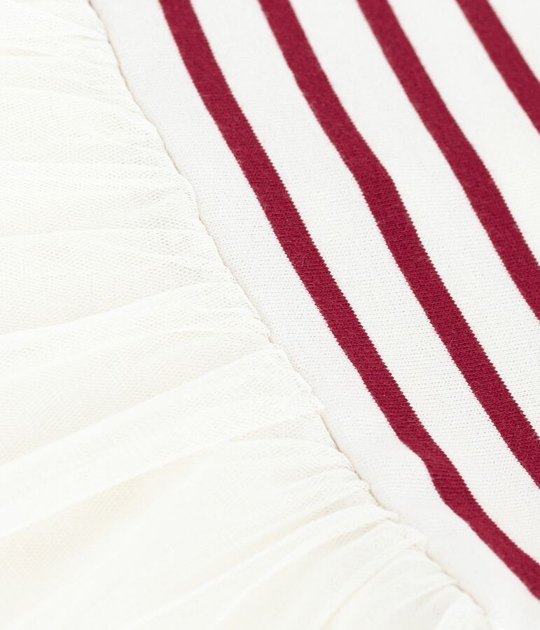 Babyjurkje met korte mouwen uit twee materialen ecru/rood