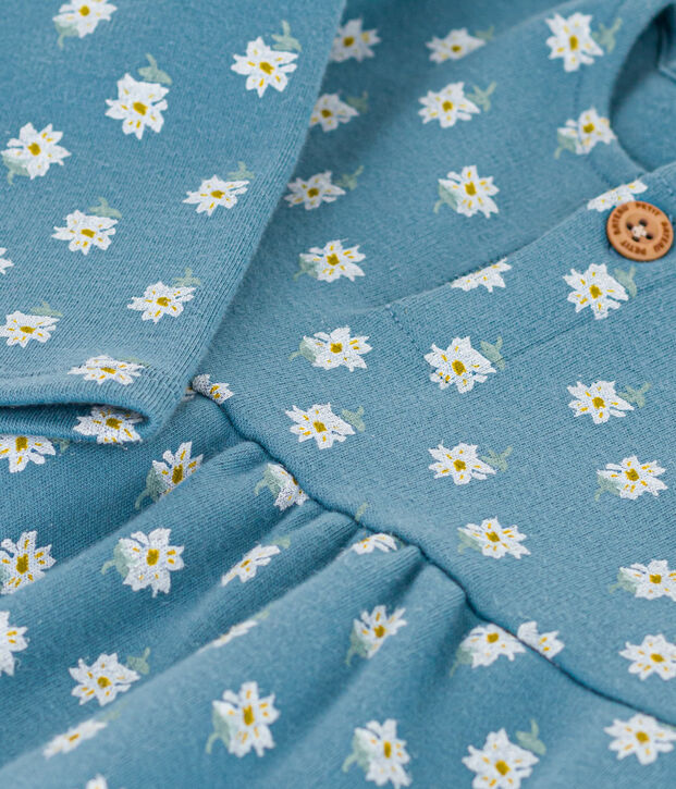 Robe manches longues en jersey &eacute;pais b&eacute;b&eacute; bleu/multicouleur