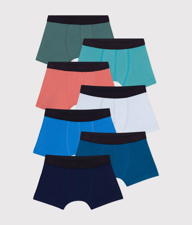 Lot de 7 boxers unis en coton enfant multicouleur