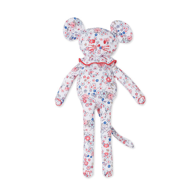 Doudou b&eacute;b&eacute; souris imprim&eacute; blanc/rose/multicouleur