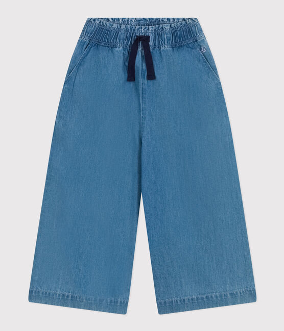 Pantalon large en denim léger enfant fille bleu DENIM CLAIR