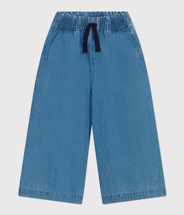 Pantalon large en denim l&eacute;ger enfant fille bleu