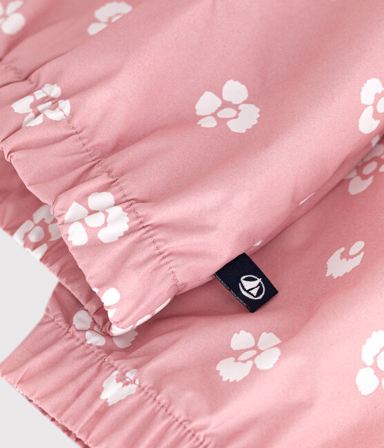 Windjack met bloemenprint voor kinderen roze CHARME/wit MARSHMALLOW