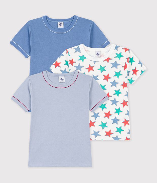 Setje met katoenen T-shirts met korte mouw en sterretjesprint voor kinderen multicouleur