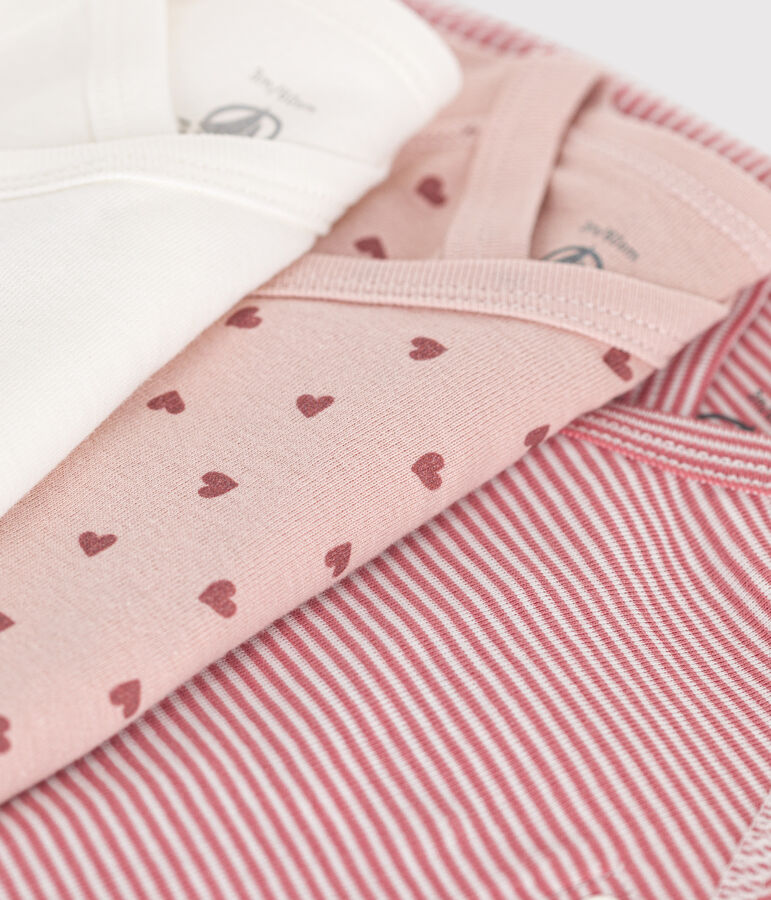 Set van 3 katoenen overslagbody's met lange mouw voor baby's multicouleur