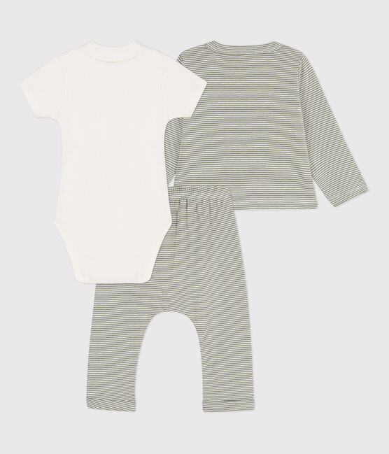 Ensemble à rayure milleraies en coton bébé MARECAGE/ MARSHMALLOW