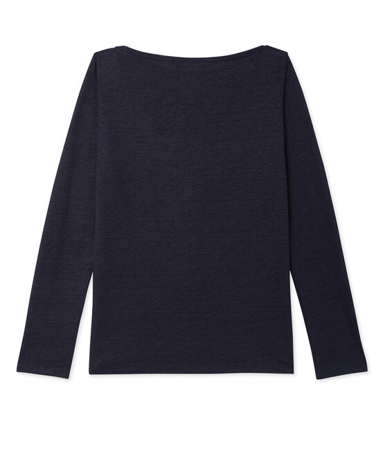 T-shirt femme manches longues en lin laqué bleu SMOKING/bleu BRILLANT