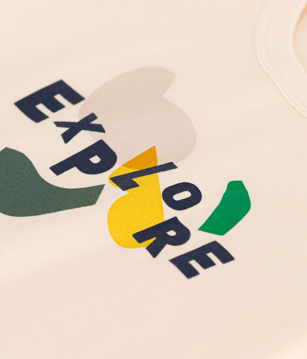 T-shirt met print van lichte jersey voor jongens ecru/multicouleur