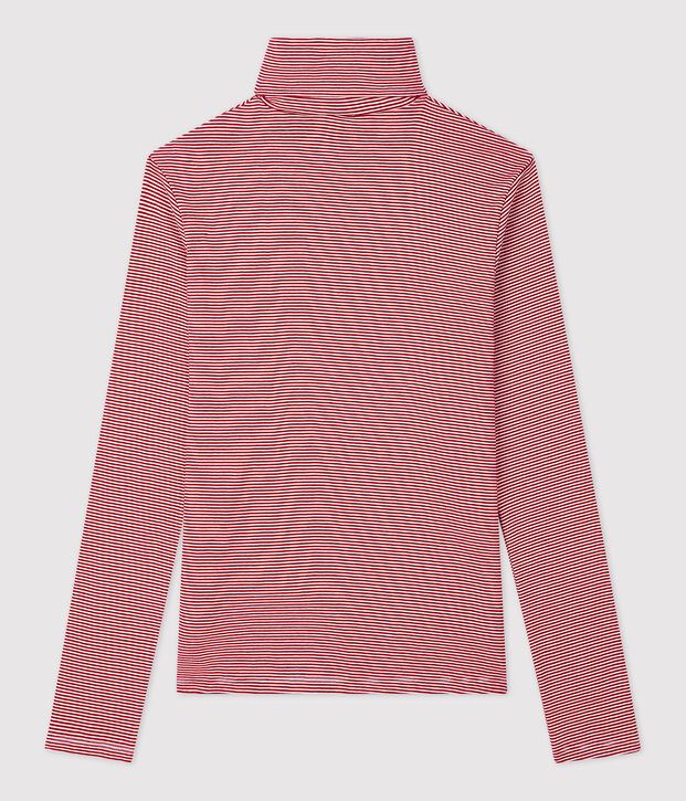 Sous-pull iconique en coton ray&eacute; Femme rouge/blanc