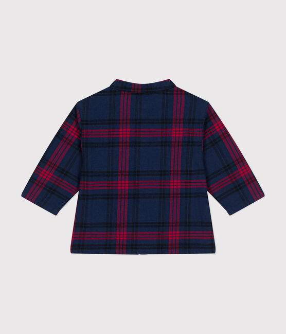 Flanellen geruit hemdje voor baby's blauw SMOKING/wit MULTICO