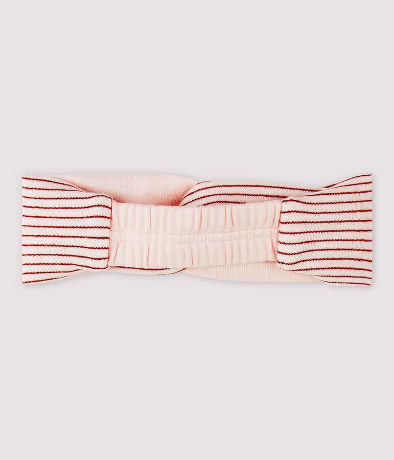 Bandeau ray&eacute; en tubique b&eacute;b&eacute; fille rose/rose
