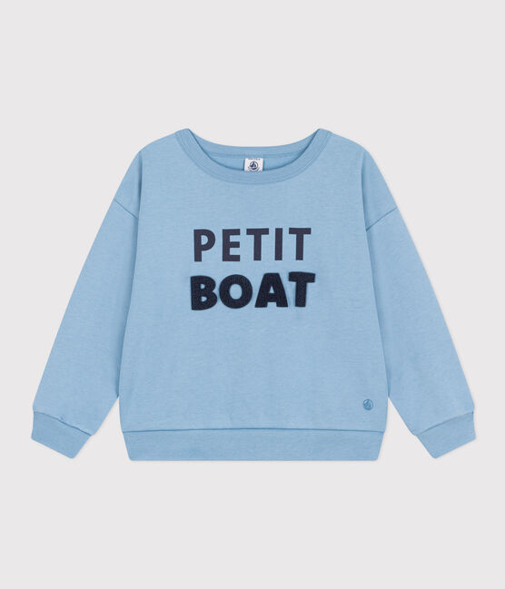 Sweatshirt bedrukt in fleece voor jongens en meisjes blauw AZUL