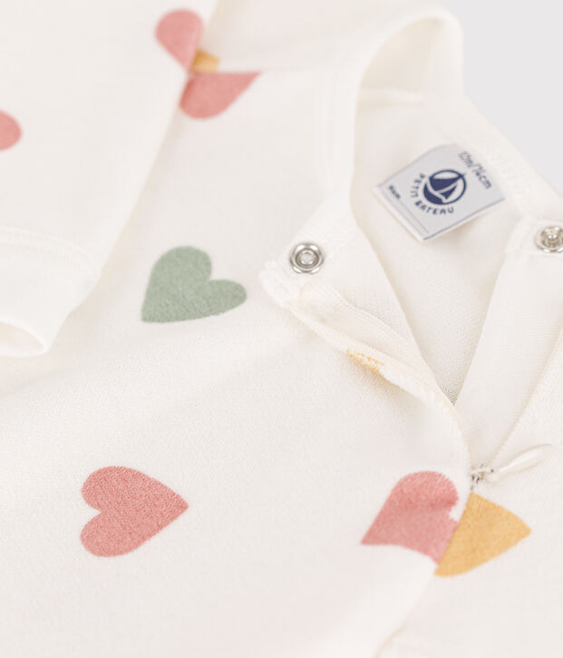 Pyjama coeurs multicolores en velours b&eacute;b&eacute; blanc/multicouleur