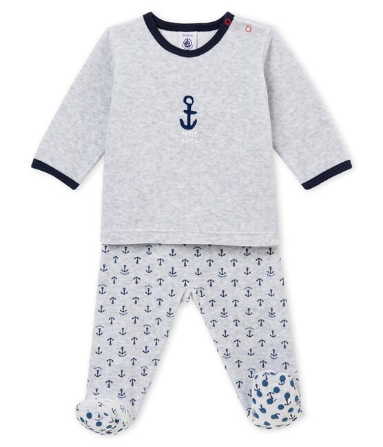 Pyjama bébé garçon gris POUSSIERE/blanc MULTICO